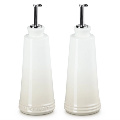 Le Creuset Signature Steengoed Olie & Azijn set, 10 oz. elk, Meringue